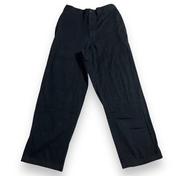 George Mens Khaki Chinos Pants Straight Leg Elastic Waistband Black 32x30 - Picture 1 of 8